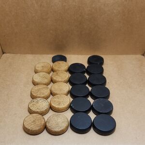 ***SALE 3 for $15*** Wooden and Black Game Pieces Set